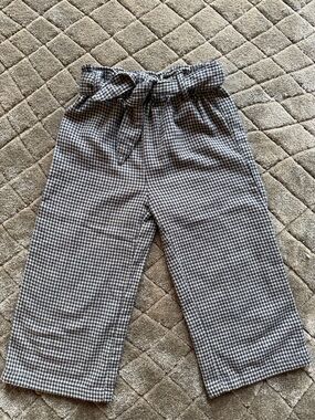 Zara Black & White Gingham Paperbag Waist Pants